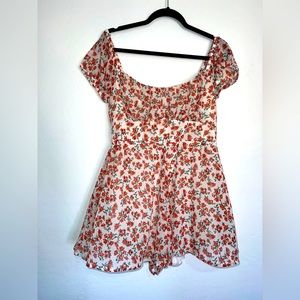 Justify Floral Babydoll Ribbed Stretch Romper XL